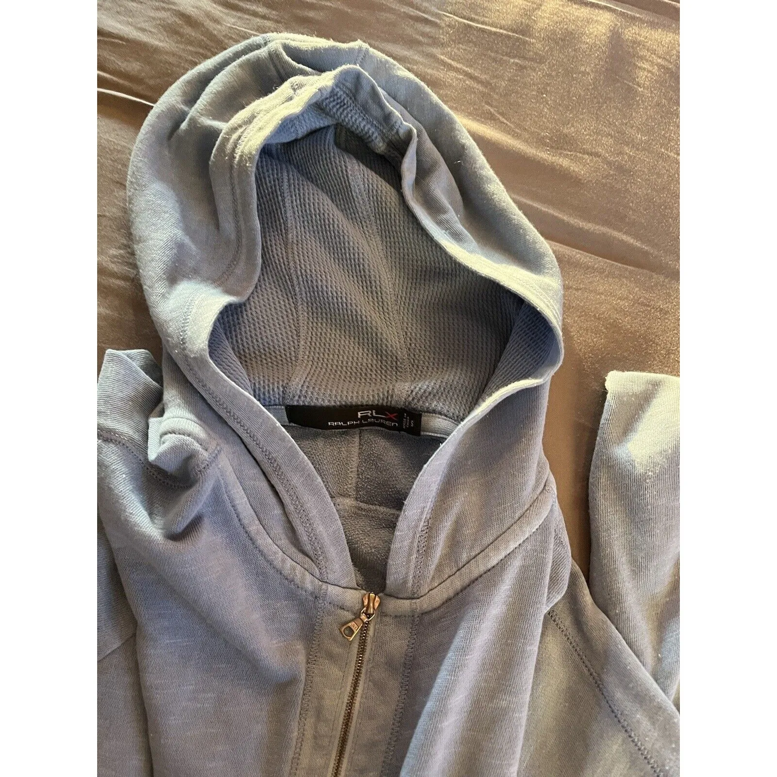 RLX Ralph Lauren Sweatshirt Jacket Hoodie Full Zip Blue Stretch Womens Small - Image 11