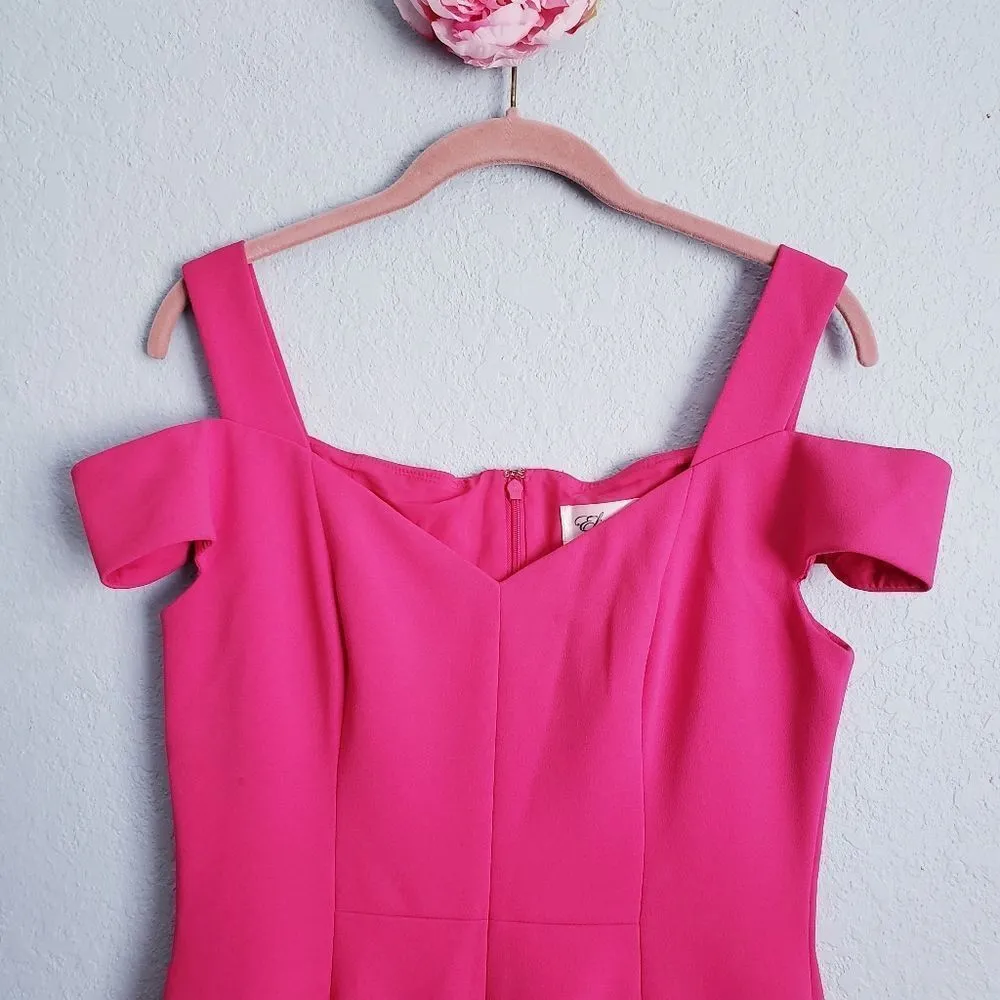 Eliza J Barbie Pink Cold Shoulder Crepe Sheath Dress‎ - Image 5