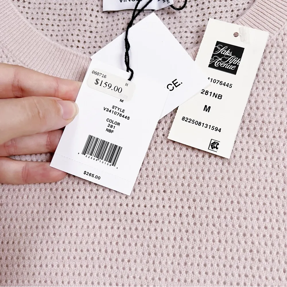 Vince • Layered Perforated Jumper pullover sweater mixed media wool cashmere - Image 5