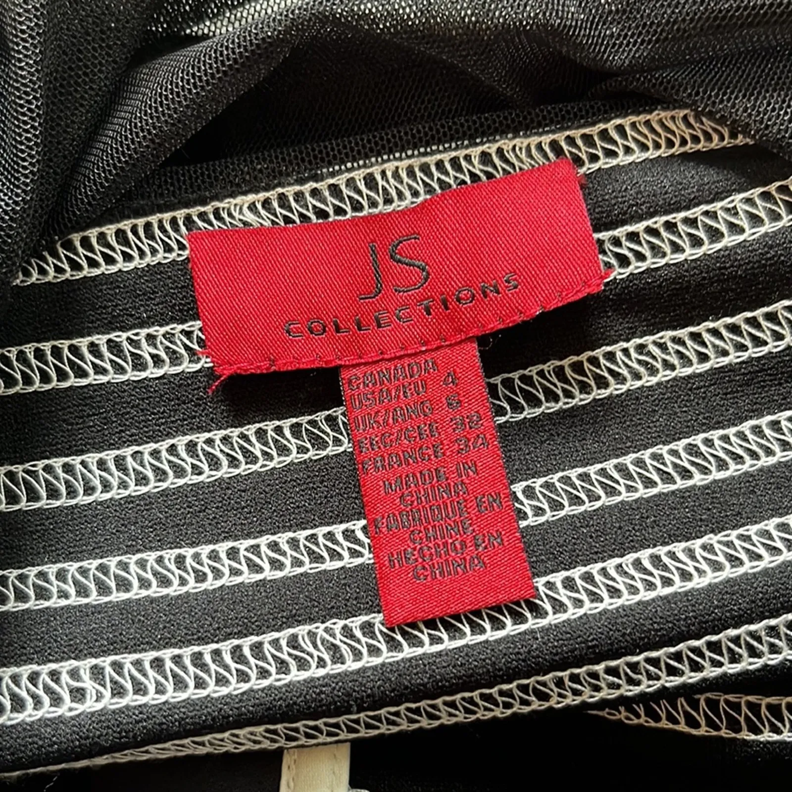 JS Collections Black Cream Collared Sleeveless Formal Blouse Size 4 - Image 7