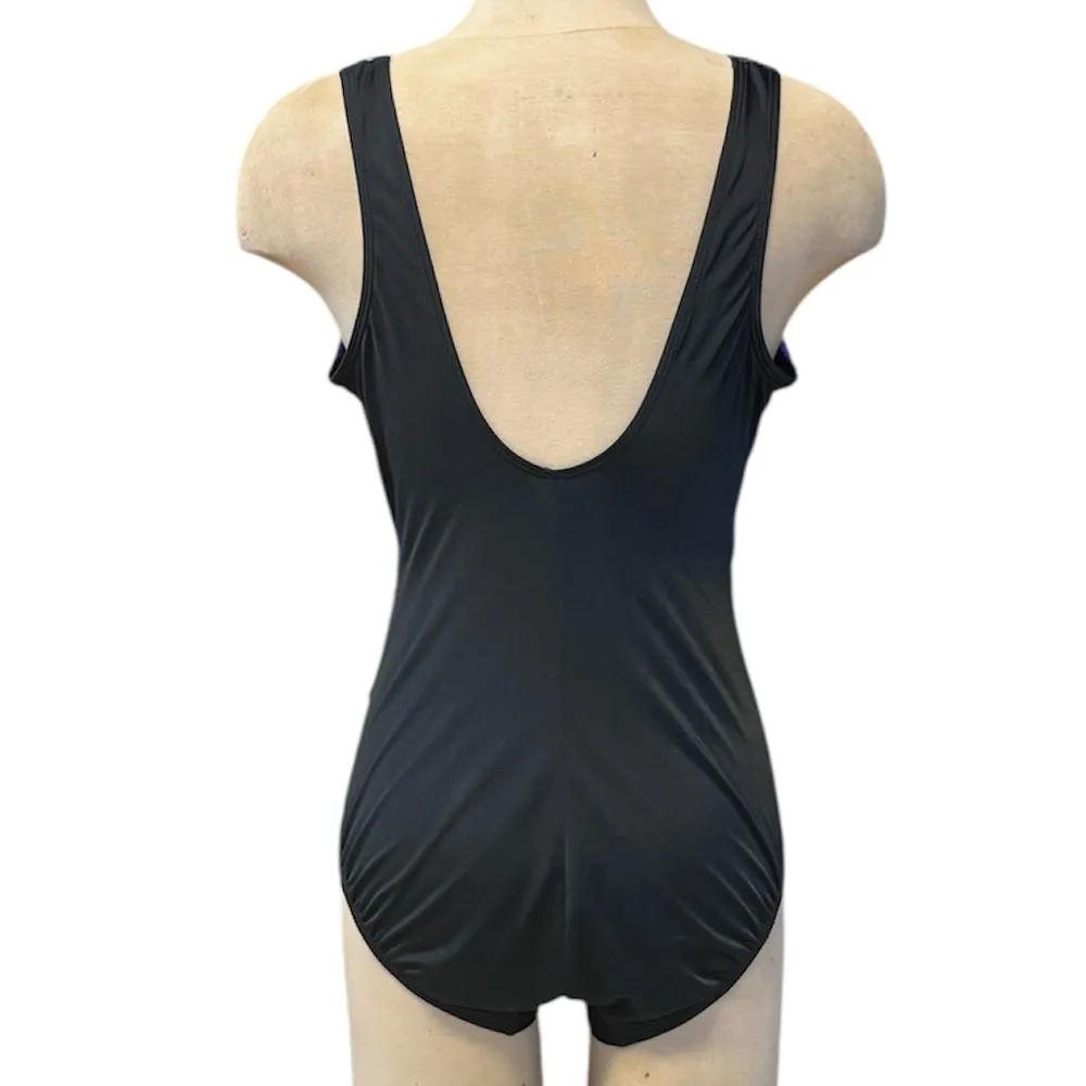 Vintage Robby Len Swimsuit Tropical Floral One Piece 10 12 Purple - Image 2