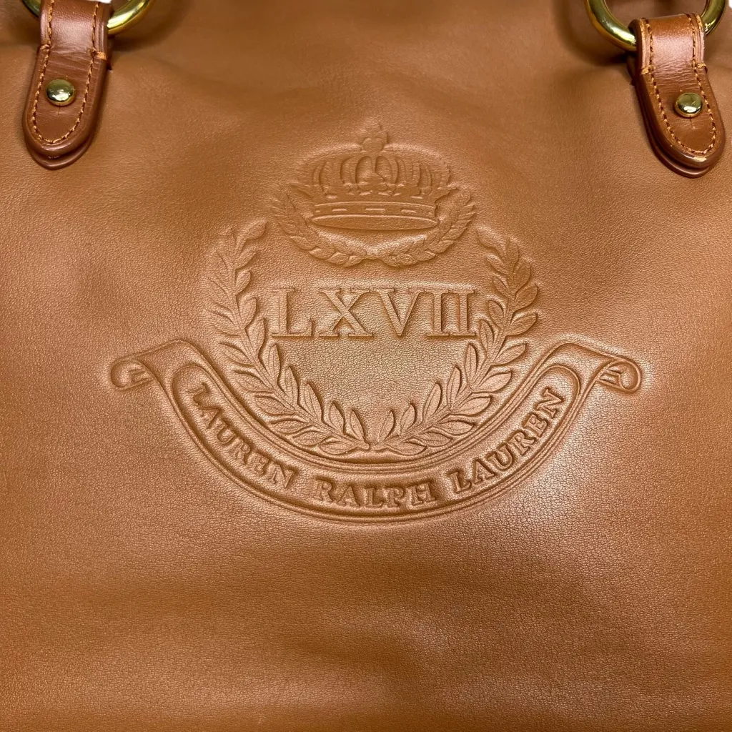 Lauren Ralph Lauren Brown Leather Putnam Chatsworth Crest Vintage Shoulder Bag - Image 3
