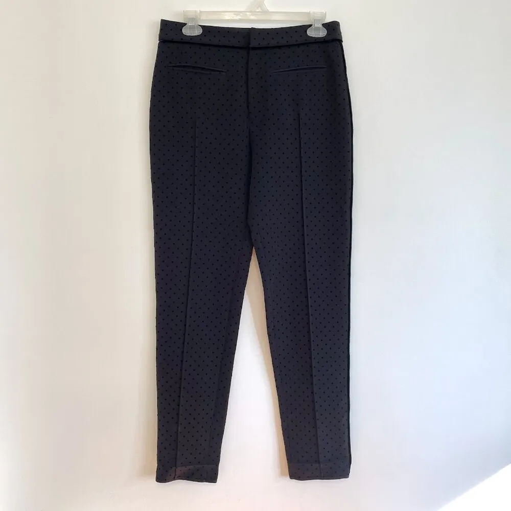 NEW NWT TANYA TAYLOR Swiss Dot Crepe Cropped Pants Black Polka Dot Tapered Crop - Image 3