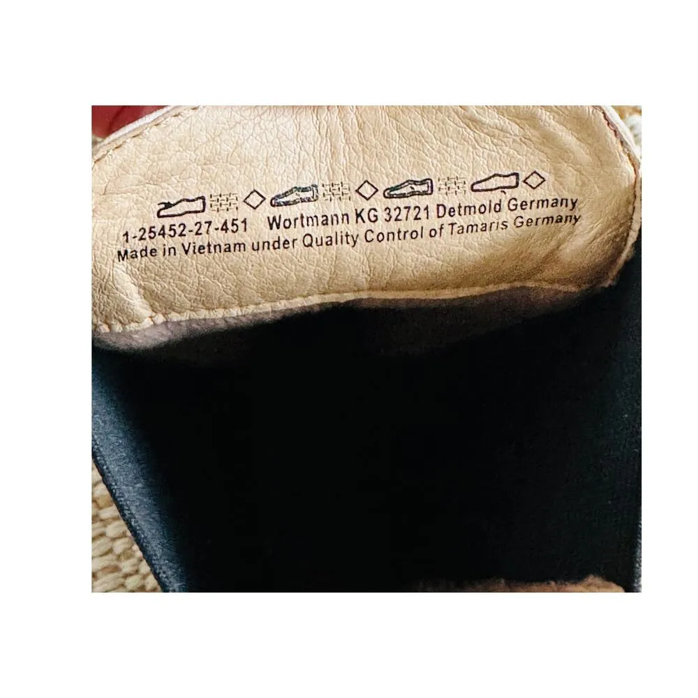 Tamaris Womens Midi Boot Cream Black Lug Sole Size EU41 Leather Chelsea boot - Image 7