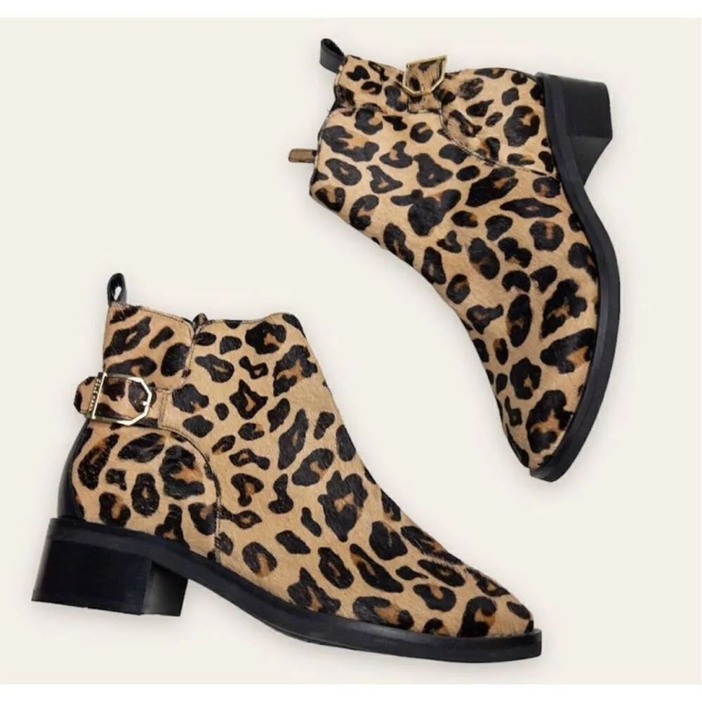 Cole Haan Boots Womens Size 6.5B Kimberly Waterproof Leopard Calf Skin Booties - Image 11