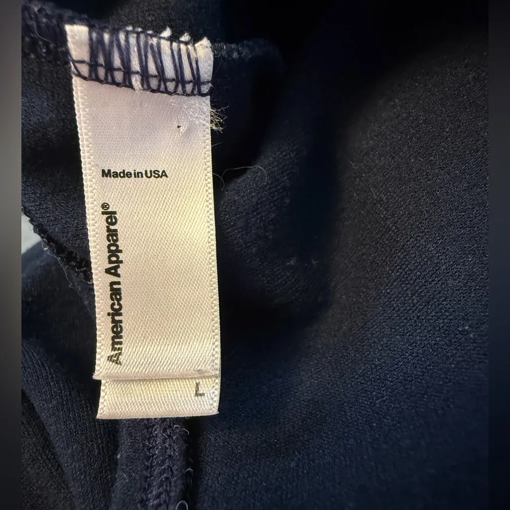 American Apparel Cross Back Off The Shoulder Dress Large Navy Blue Body Con - Image 7