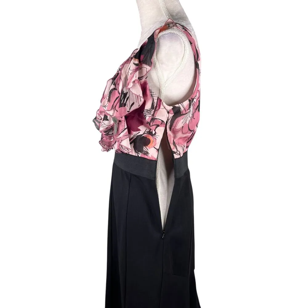 New York & Company Dress Ruffle Black Rose Side Zip 6 New - Image 11