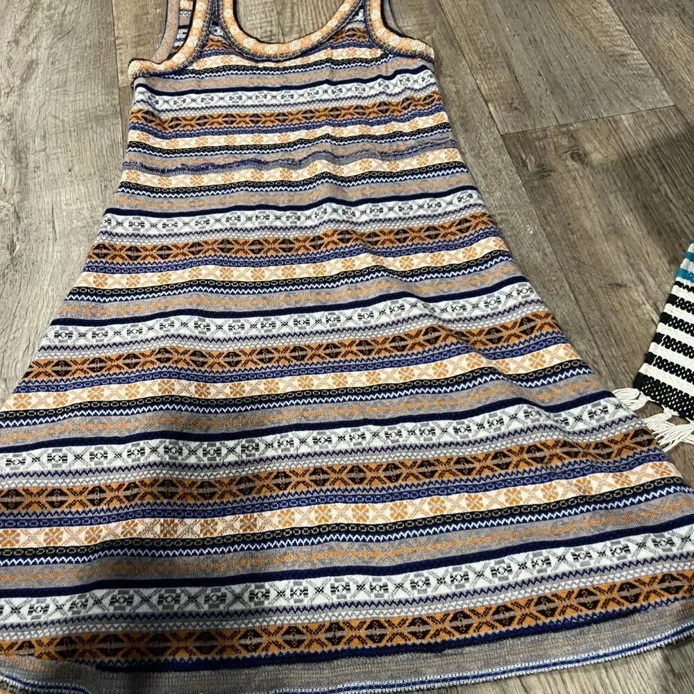 Free People Fair Isle Nordic Geometric Sweater Dress - Wool Blend M - Image 10