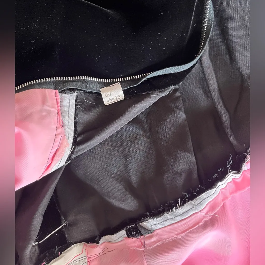 Vintage B. Altman Black Velvet, Ivory Satin w/ Crystals Bow Jumpsuit, Size 12 - Image 5