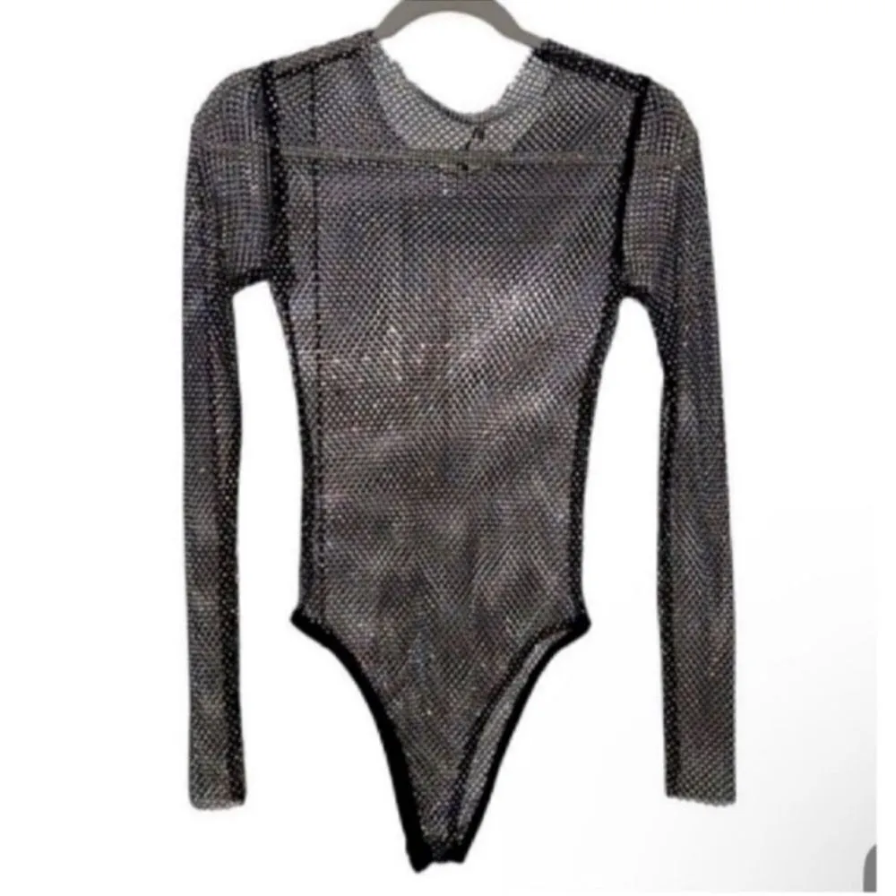 Zara Black Studded Multicolored Mesh
Bodysuit(Size Small) - Image 4