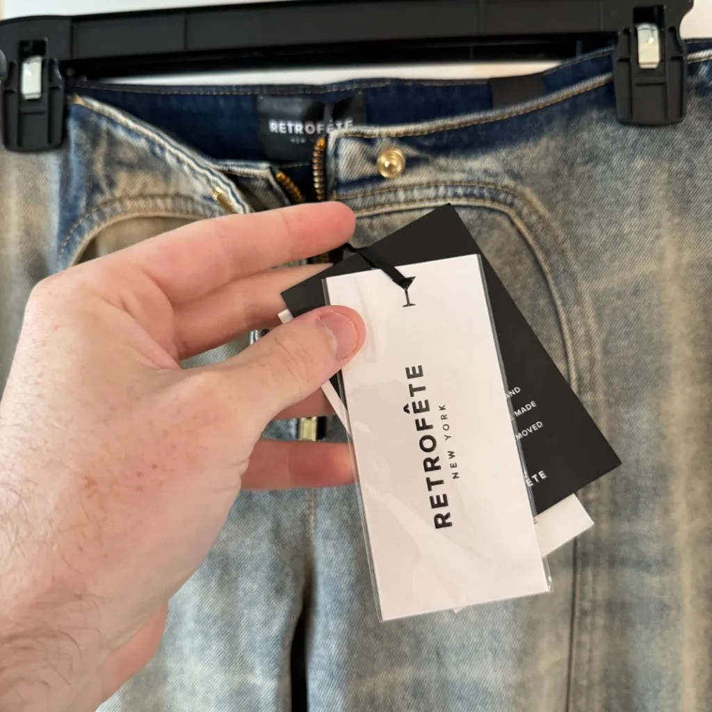 NEW Retrofete Dream cotton trousers Size 29 Color Grey Blue Gray - Image 6