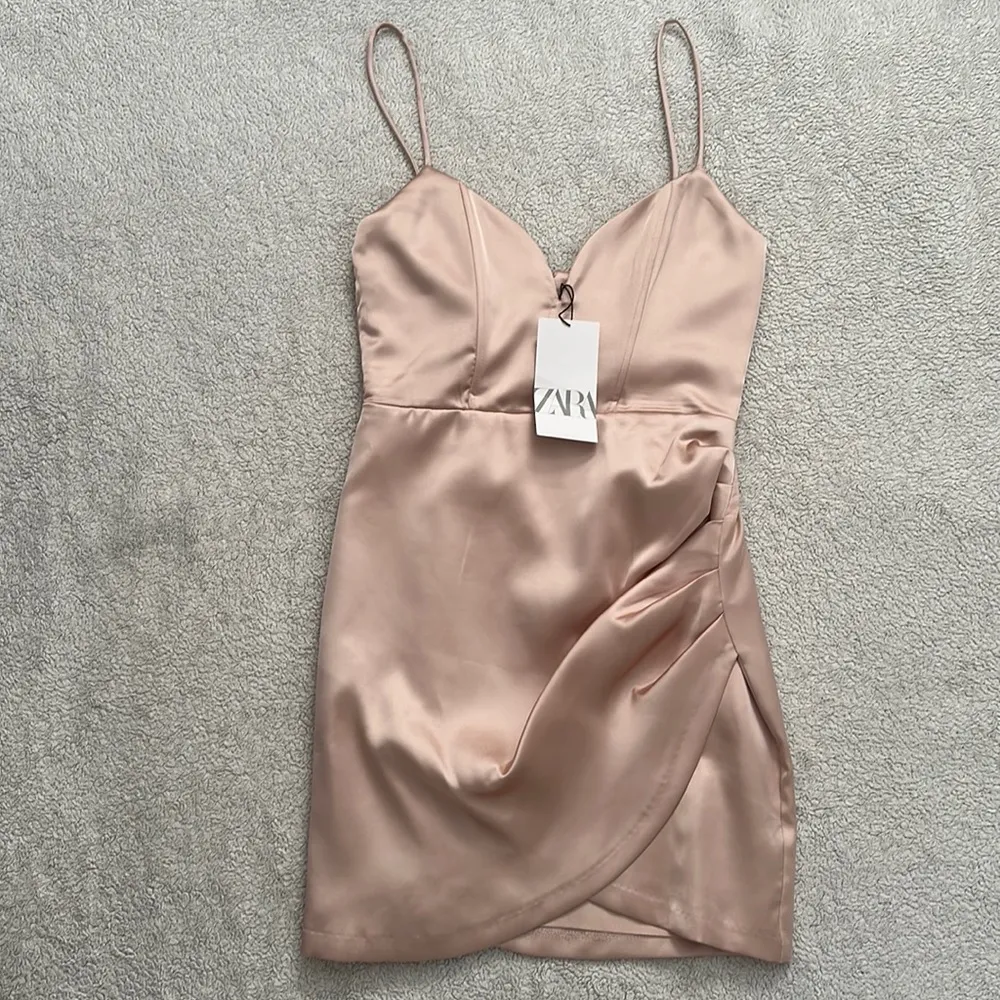 Zara | Silky Champagne Dress - Image 4