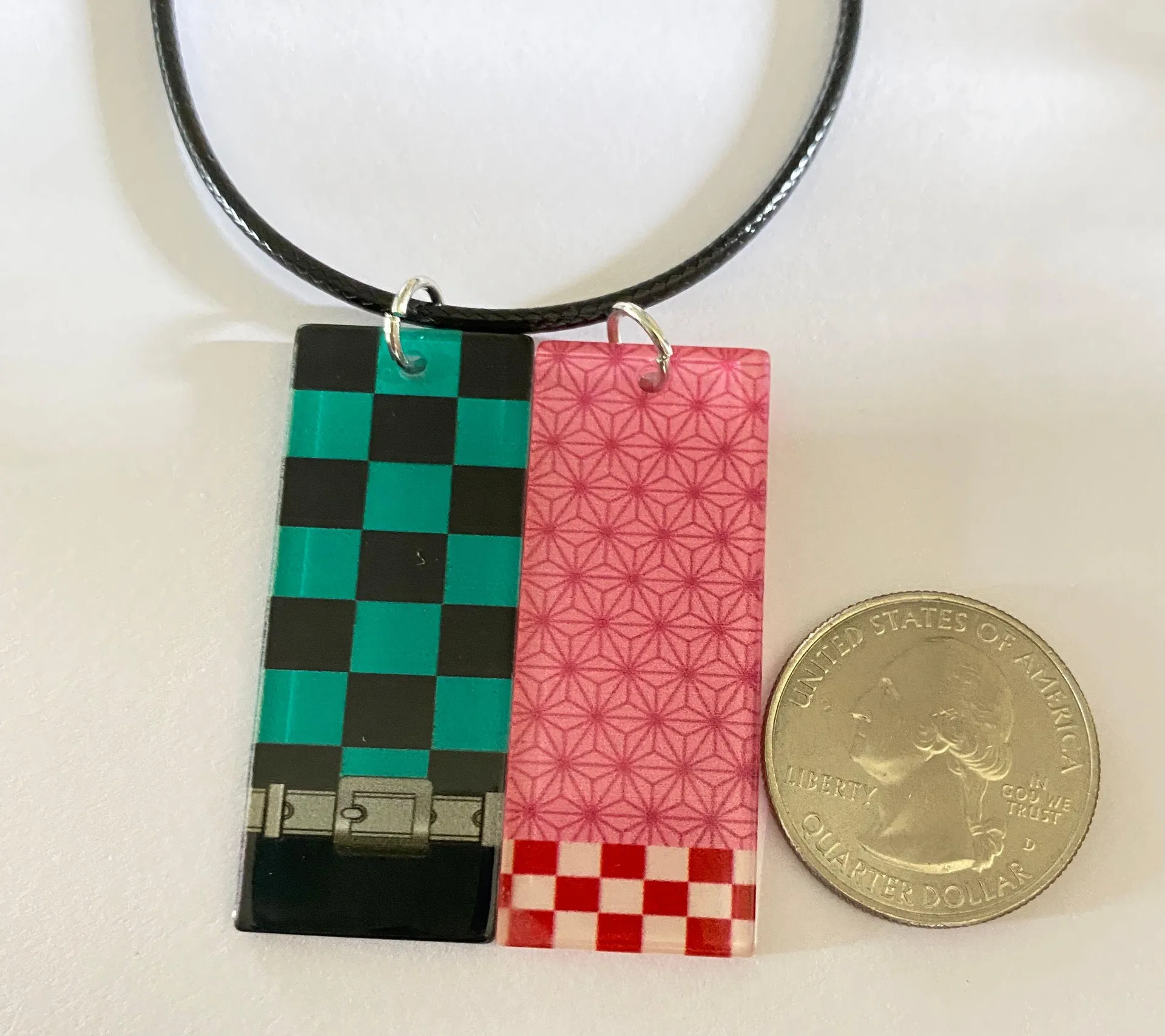 Demon slayer Nezuko tanjiro necklace set 💚 - Image 3