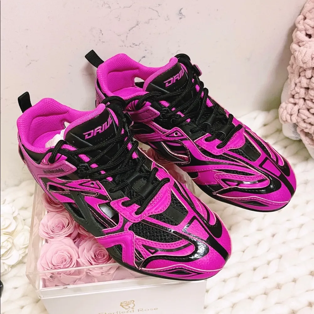 Authentic Balenciaga New Pink and Black Drive Sneakers - Image 13