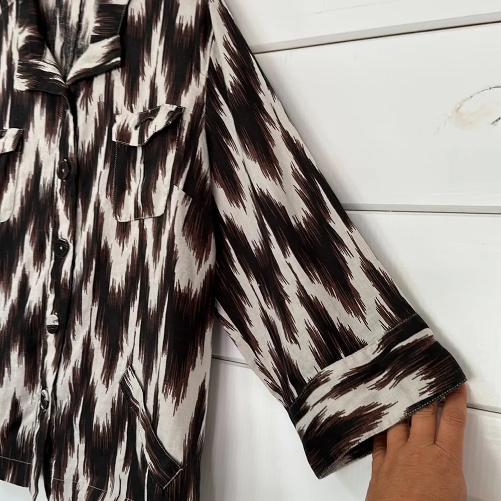 Chico’s Ikat Linen Button Up Top Jacket Size 3 - Image 7