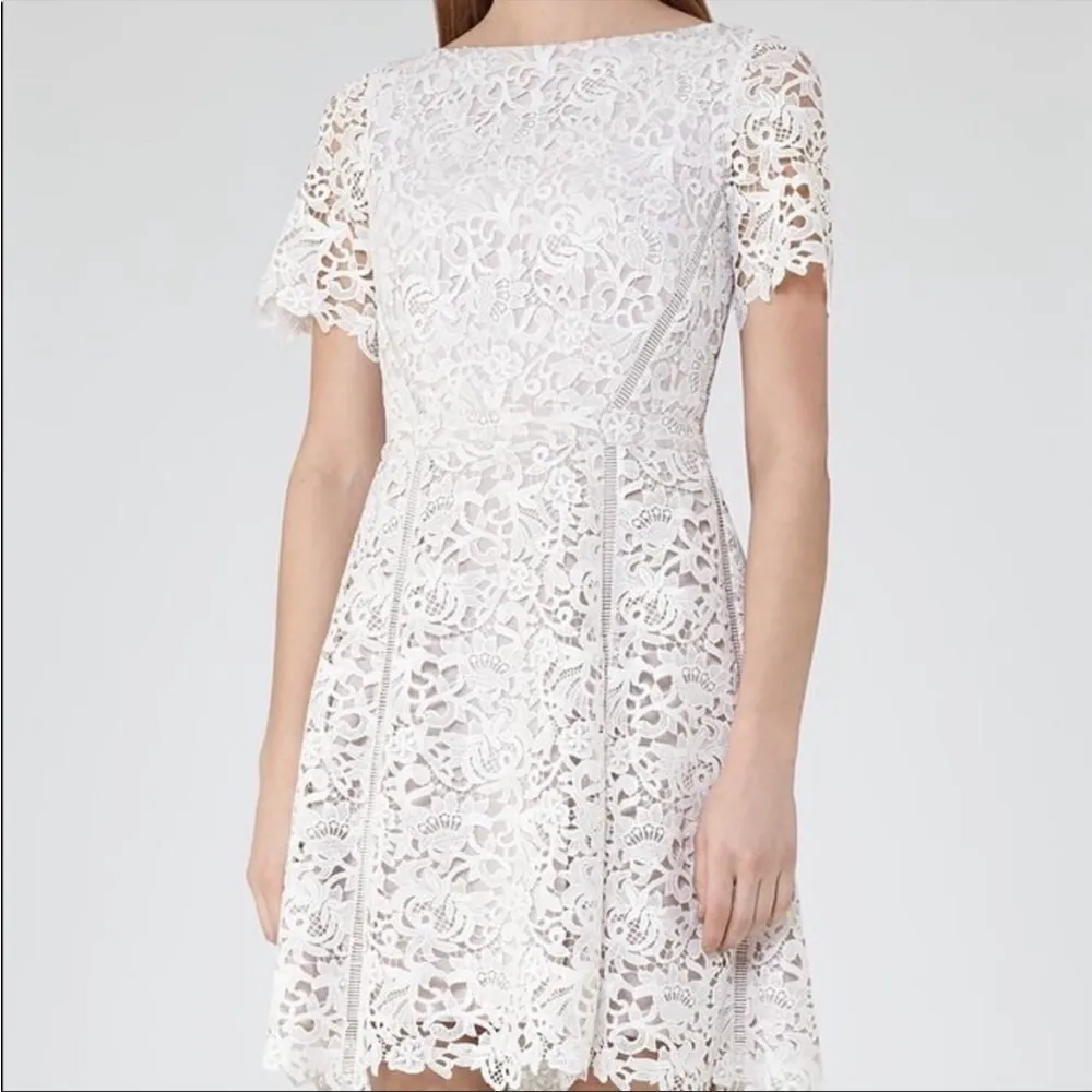 NEW NWT  Eleania Lace Fit & Flare Open Back Dress In Off White/Ash - Image 5
