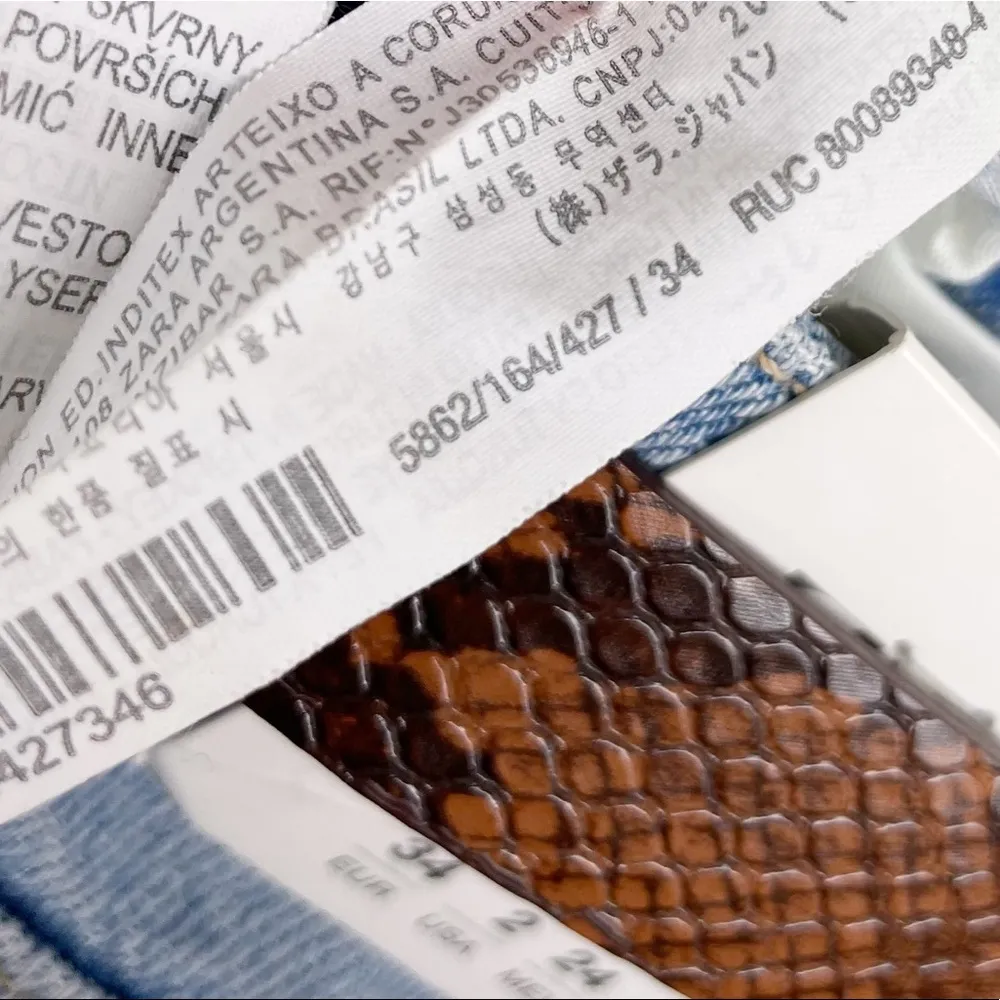 NEW Zara Distressed Belted High Rise Straight Leg Jeans with Rips Size 34 US 2 - Image 15