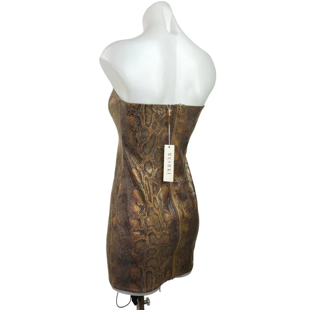 NEW Meshki Anaya Women's Animal Snake Print Sleeveless Tube Mini Dress Size S - Image 3