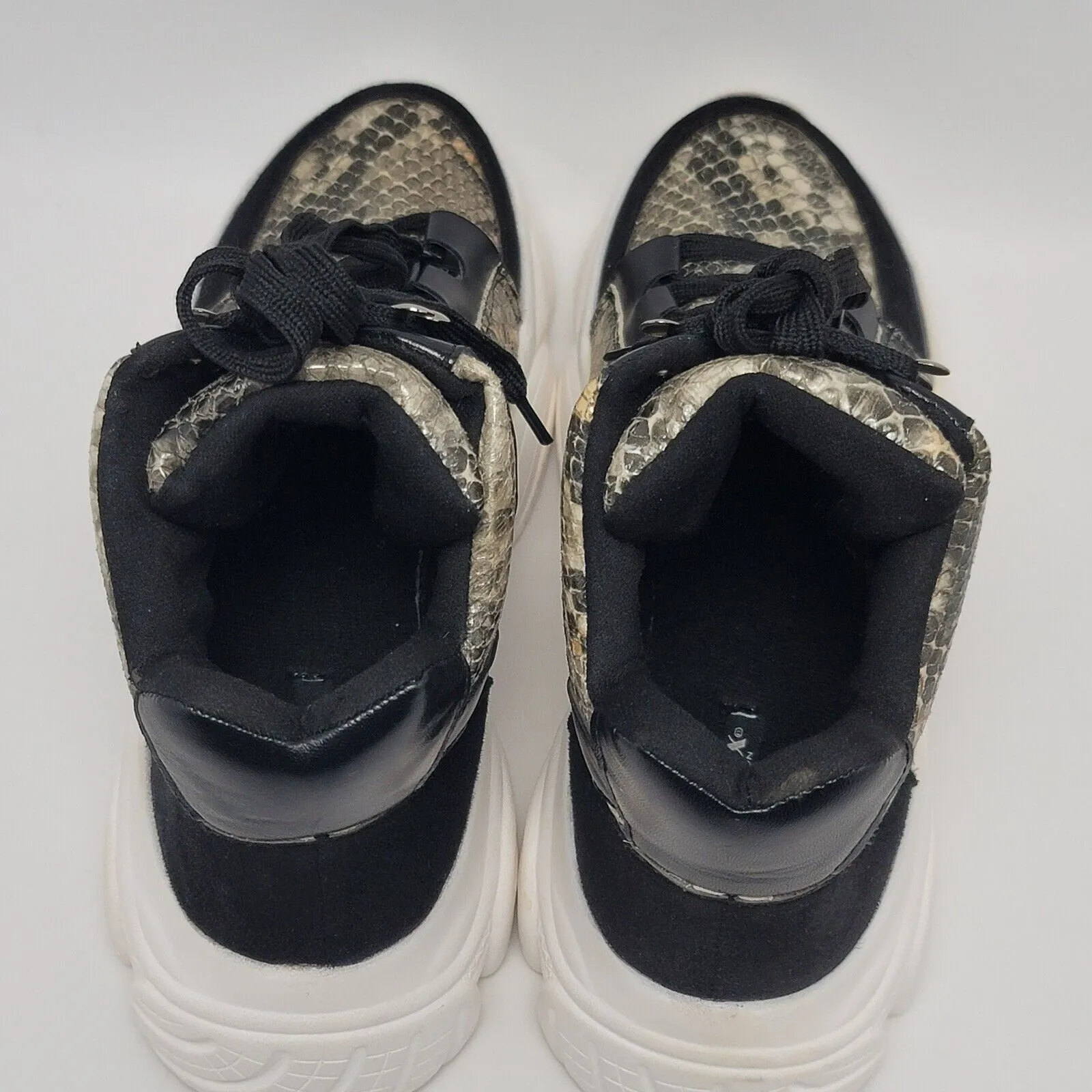 Womens Chunky High Top Snakeskin Hiking Sneakers Jumex Collection Shoes Size 39 Black - Image 4
