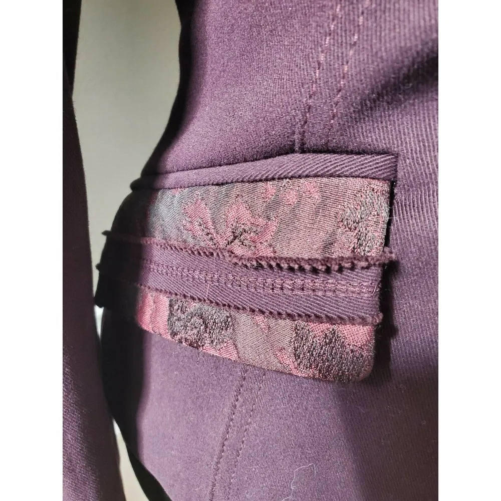 Paris Port Women Purple Cotton & Acetate Buttons Long Sleeve Blazer - Image 4
