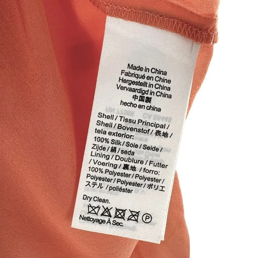 NEW/NWT J Crew Collection Salmon Silk Chiffon Tie-Neck Blouse Size XS - Image 5