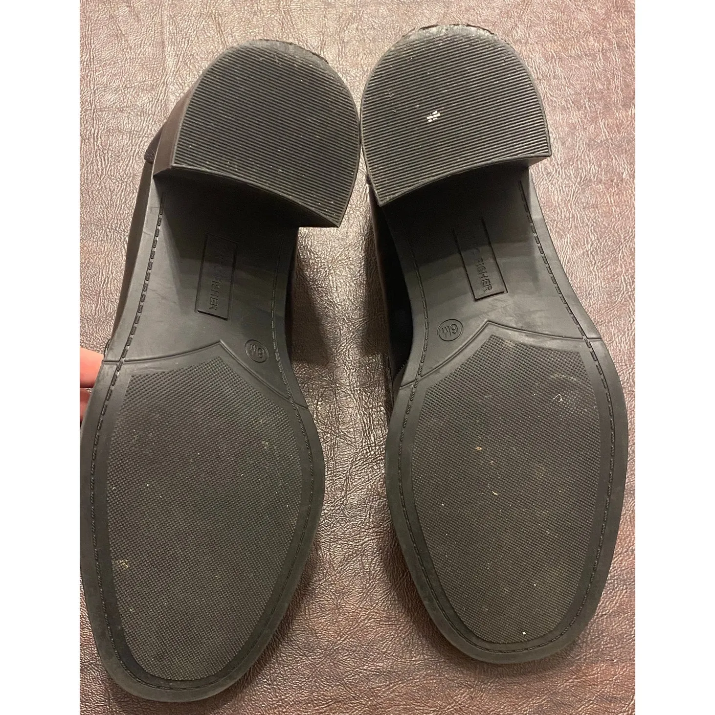 Marc Fisher Black Heeled Loafers‎ 6M Block Heel Horsebit Lug Sole Shoes Preppy - Image 7