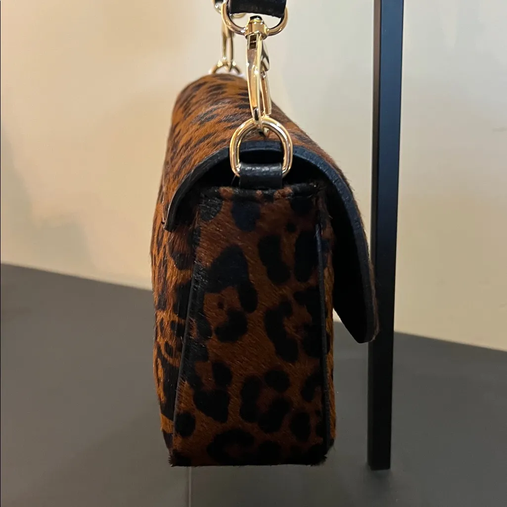 Divina Firenze | Italian Hair On Cowhide Leather Leopard Shoulder/Crossbody Bag Brown - Image 4