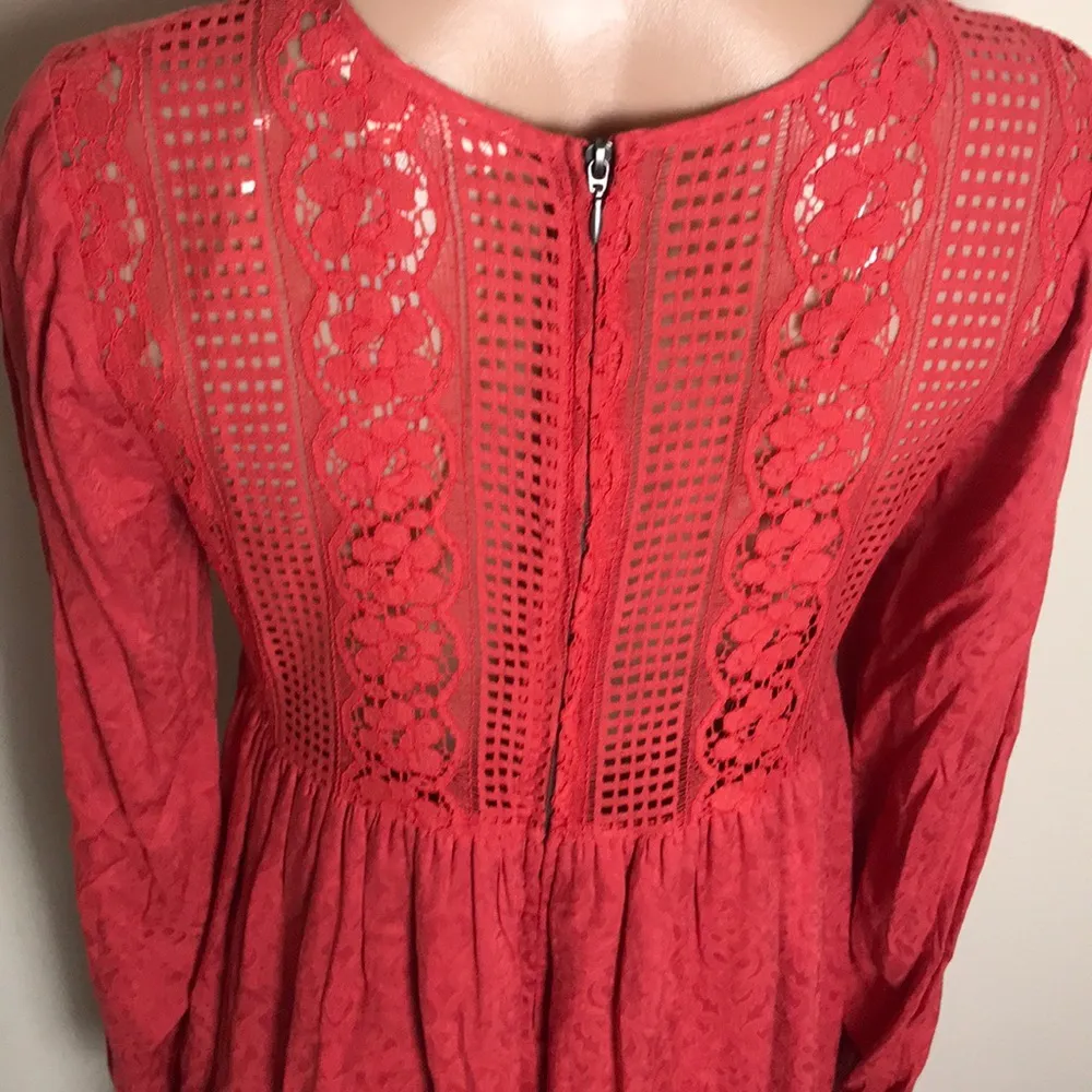 Jolt Burnt Orange Dress Cut Out Sleeves Crochet - Image 4