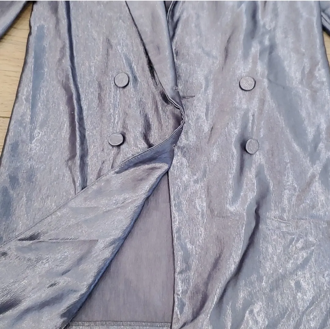 Topshop  Shiny Metallic Blue Blazer - Image 3