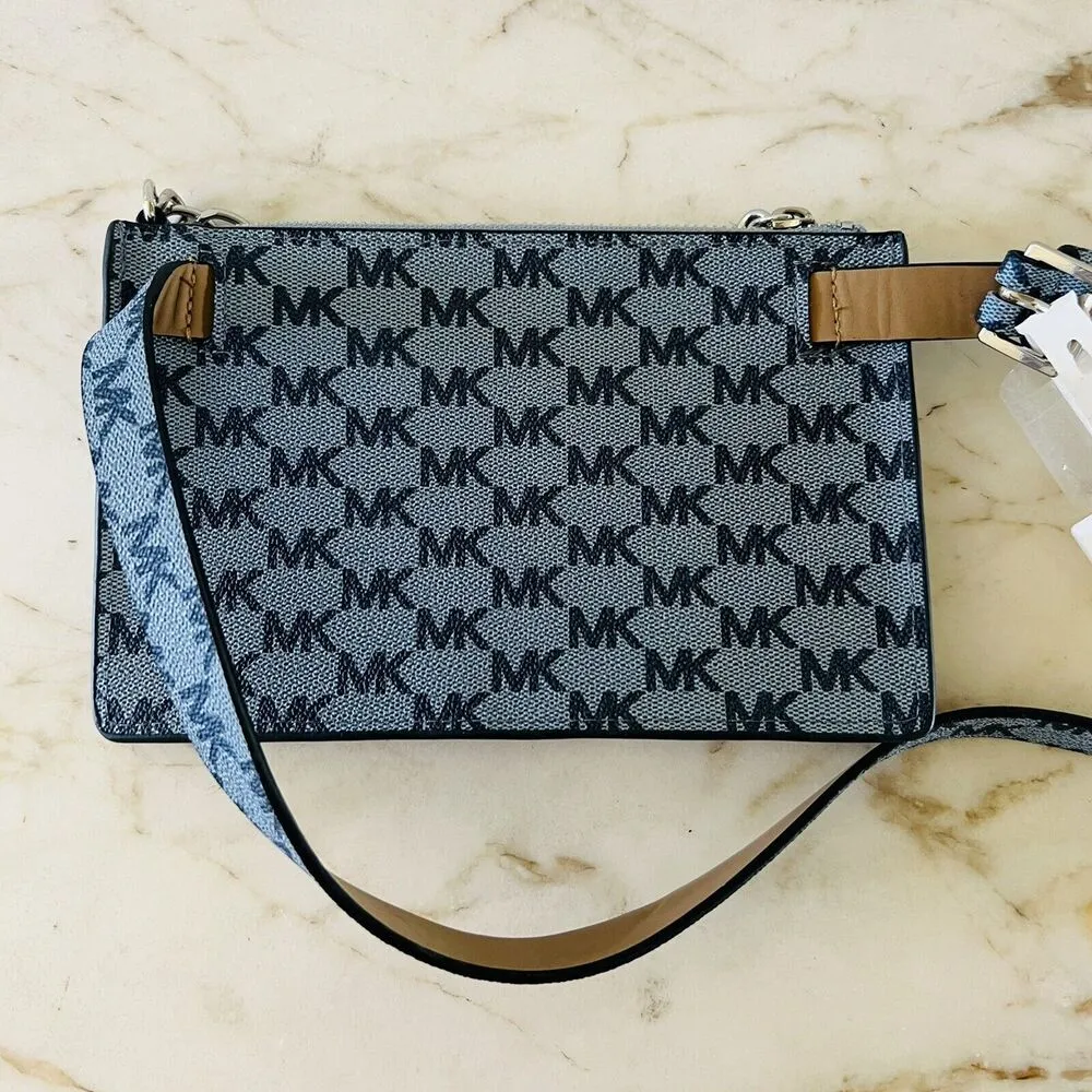 MICHAEL KORS Blue Faux Leather Logo Belt Bag Fanny Pack - XL - Image 4