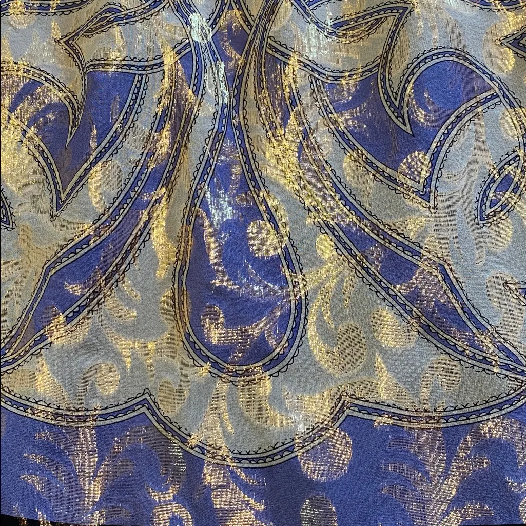 Nicole Miller Collection Silk Lurex Strapless Metallic Lavender Gold Dress 4 Purple - Image 3