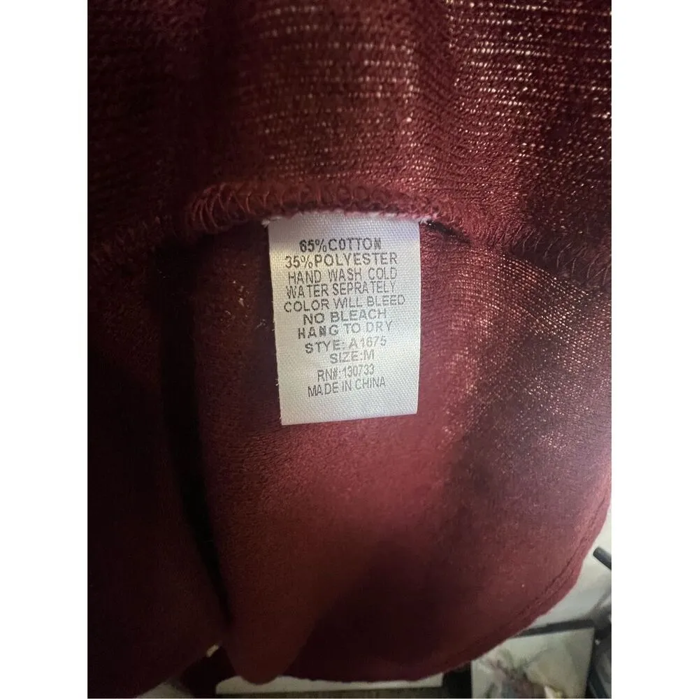 Umgee Maroon Boho Half Sleeve Cardigan With Fringe And Crochet Details - Image 5