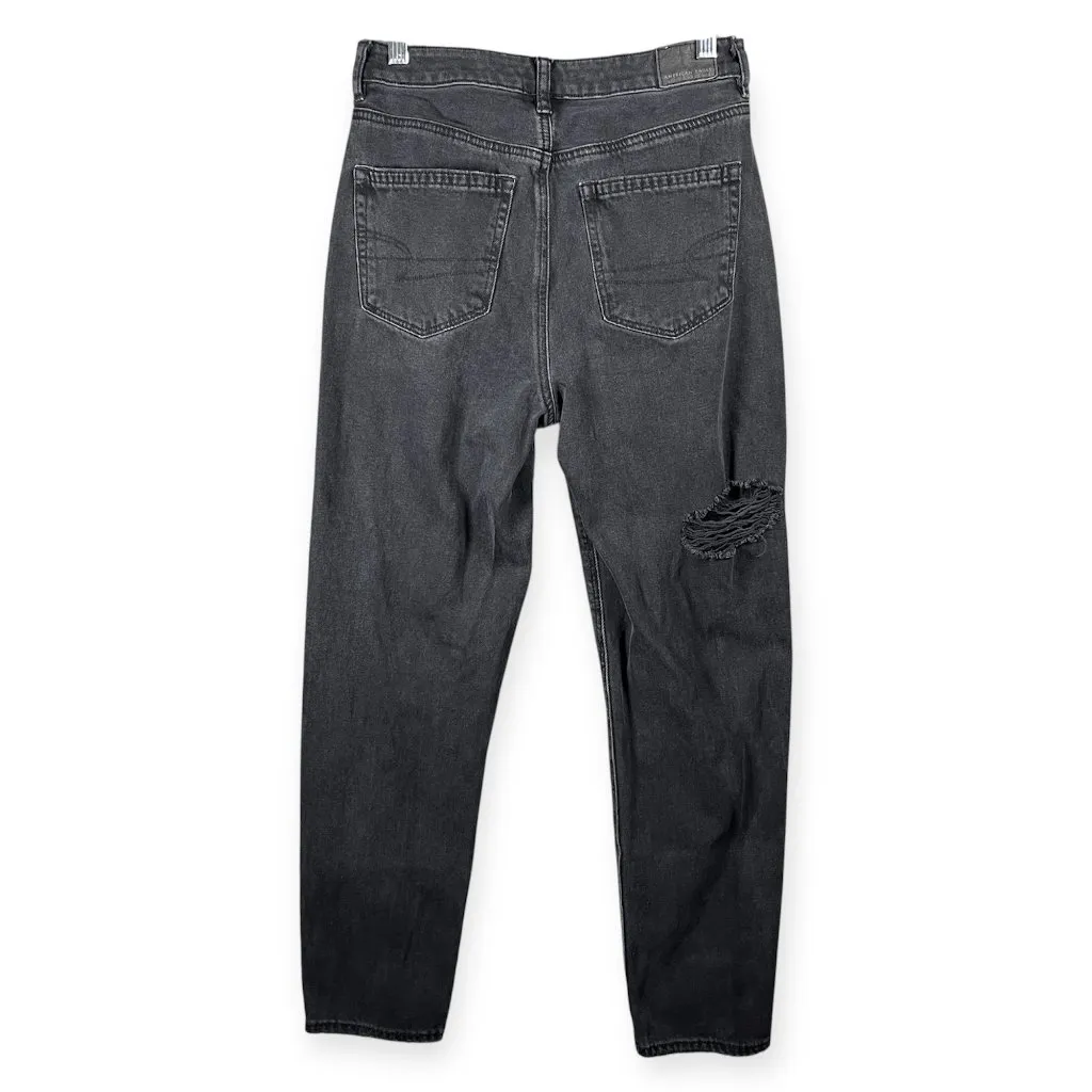 American Eagle 90s Mom Jeans Women’s Size 4 Distressed Black Denim Ripped Grunge - Image 2