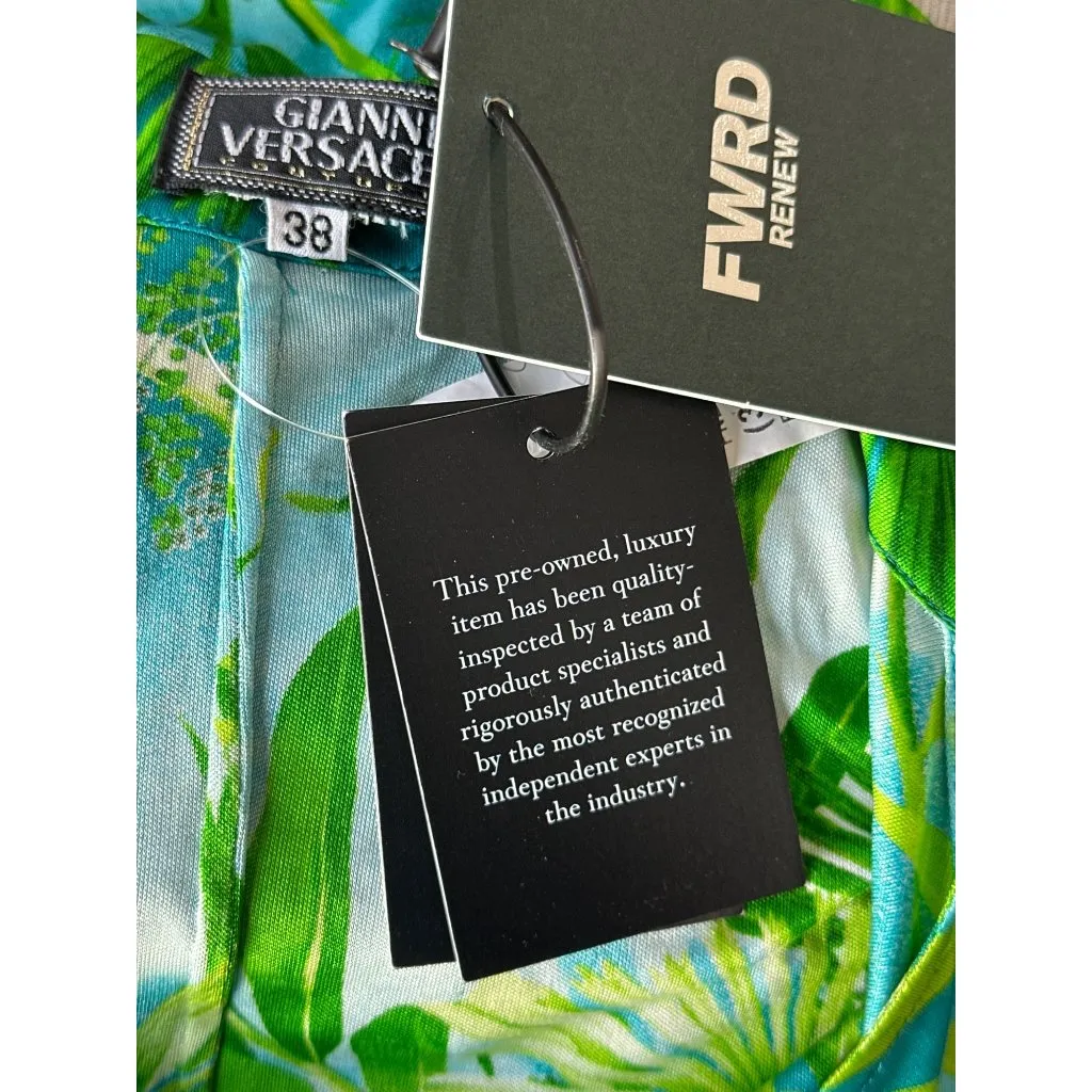 Versace FWRD Renew Knee-Length Dress in Green Palm 38 Womens Jersey Long Sleeve - Image 11