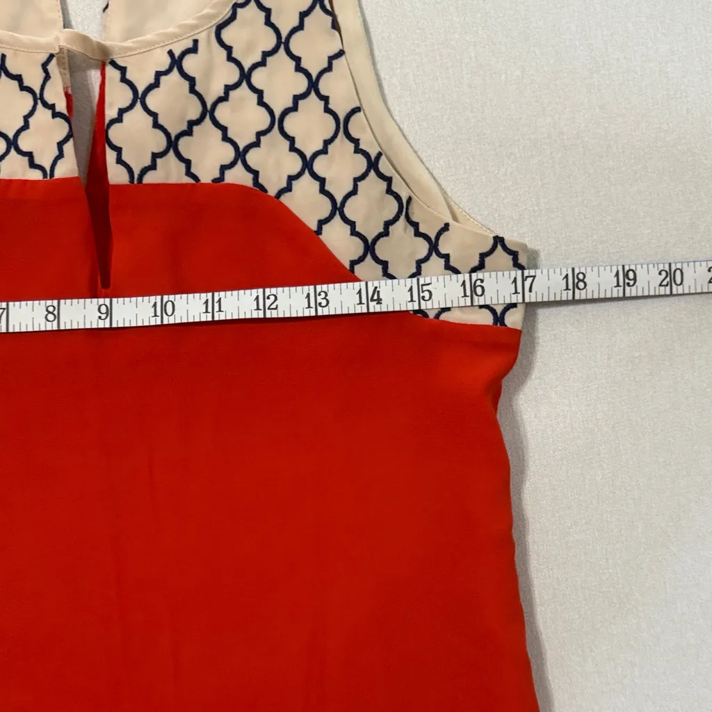 THML  Vibrant Red Mini Dress with Patterned Neckline - Image 5