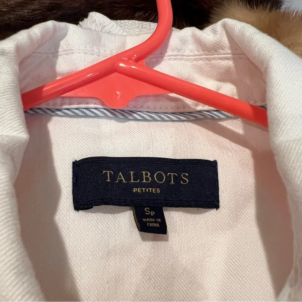 Talbots Petite Women's Classic White Denim Jean Jacket sz Small - Image 4