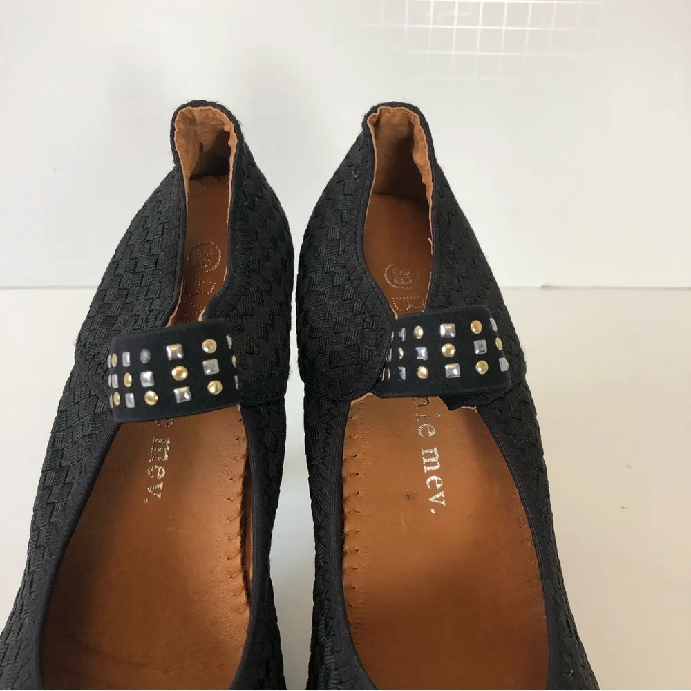 Bernie Mev Leilani Black Metallic Detail Woven Mary Jane Pumps 8.5 - Image 3