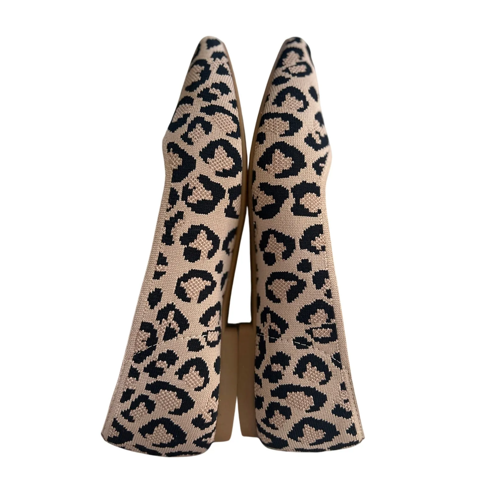 Vivaia Tan Black Leopard Square Toe Comfort Ballet Flat Brown Size 9 - Image 3