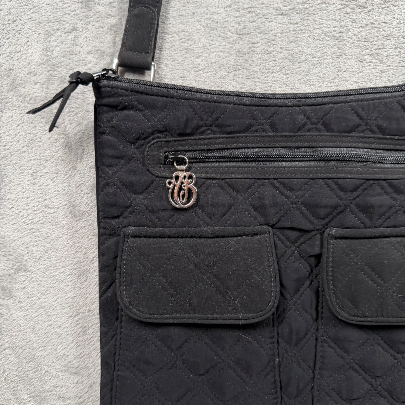 Vera Bradley Crossbody Bag Black Quilted Purse Pockets Travel Essential Shoulder - Image 6