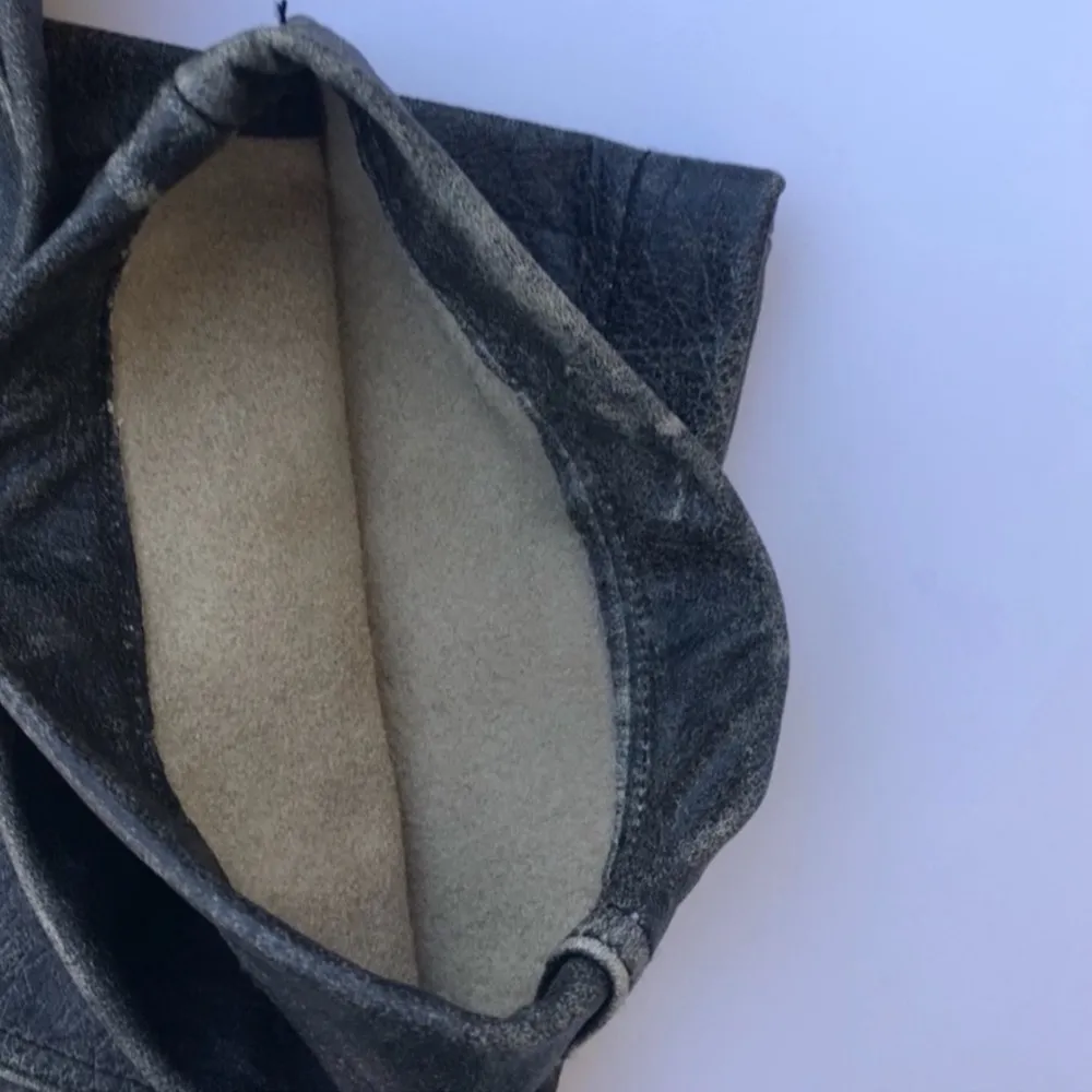 Frankie B. Grey and Black Flared Distressed Leather Jeans Gray - Image 5