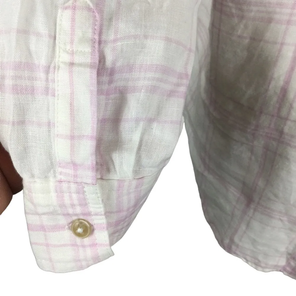 Free People No Limits Oversized Linen Alabaster Combo Shirt - Image 13