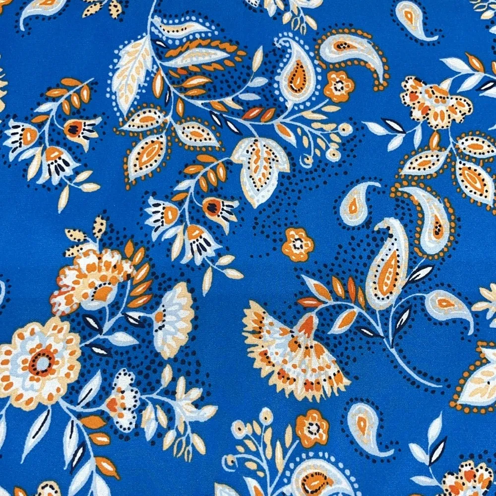 Collective Concepts NWT Sz S Blue & Orange Paisley Floral Flounce Hemline Dress - Image 3