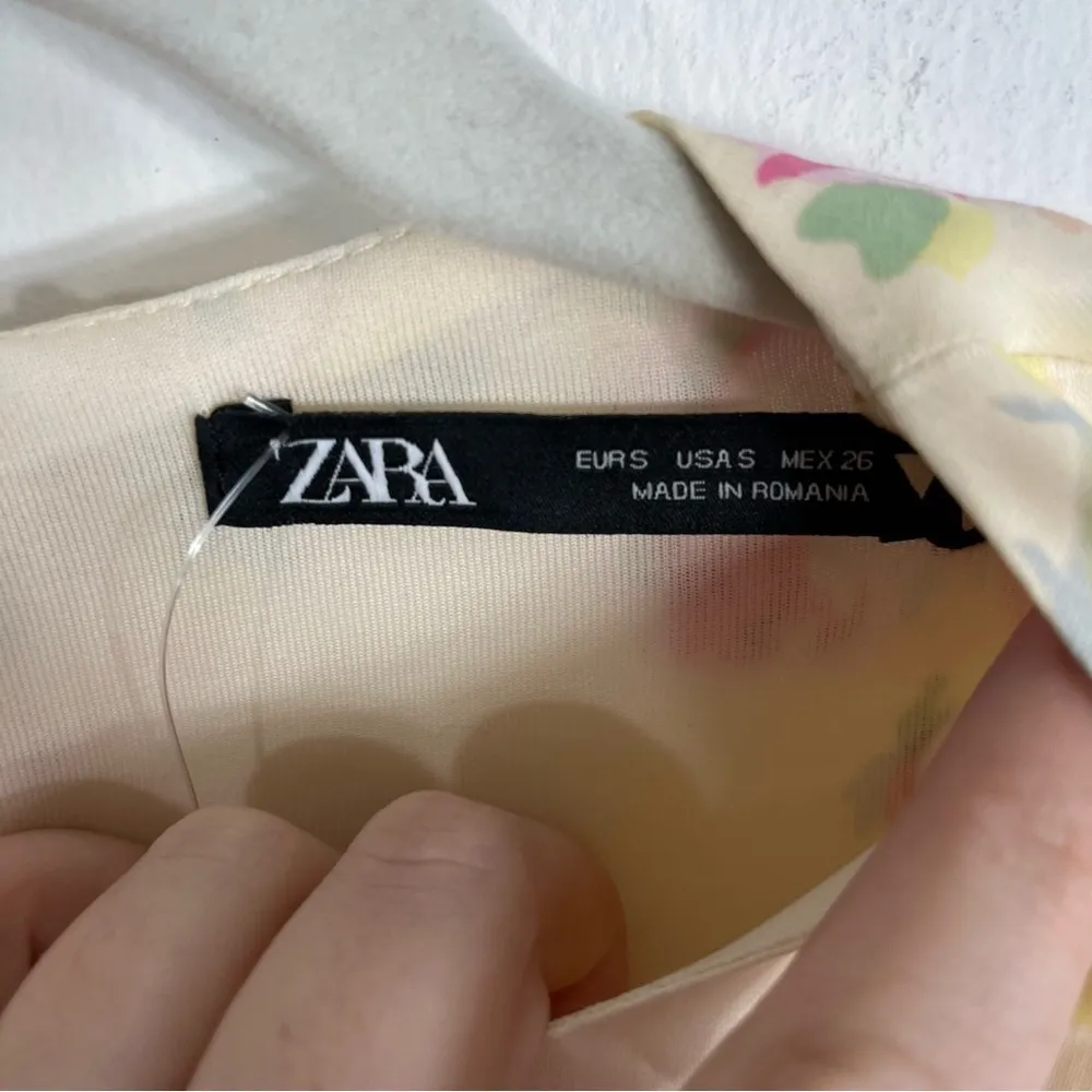 NWT Zara Satin Effect Floral Side Cut Out Mini Dress Small - Image 7