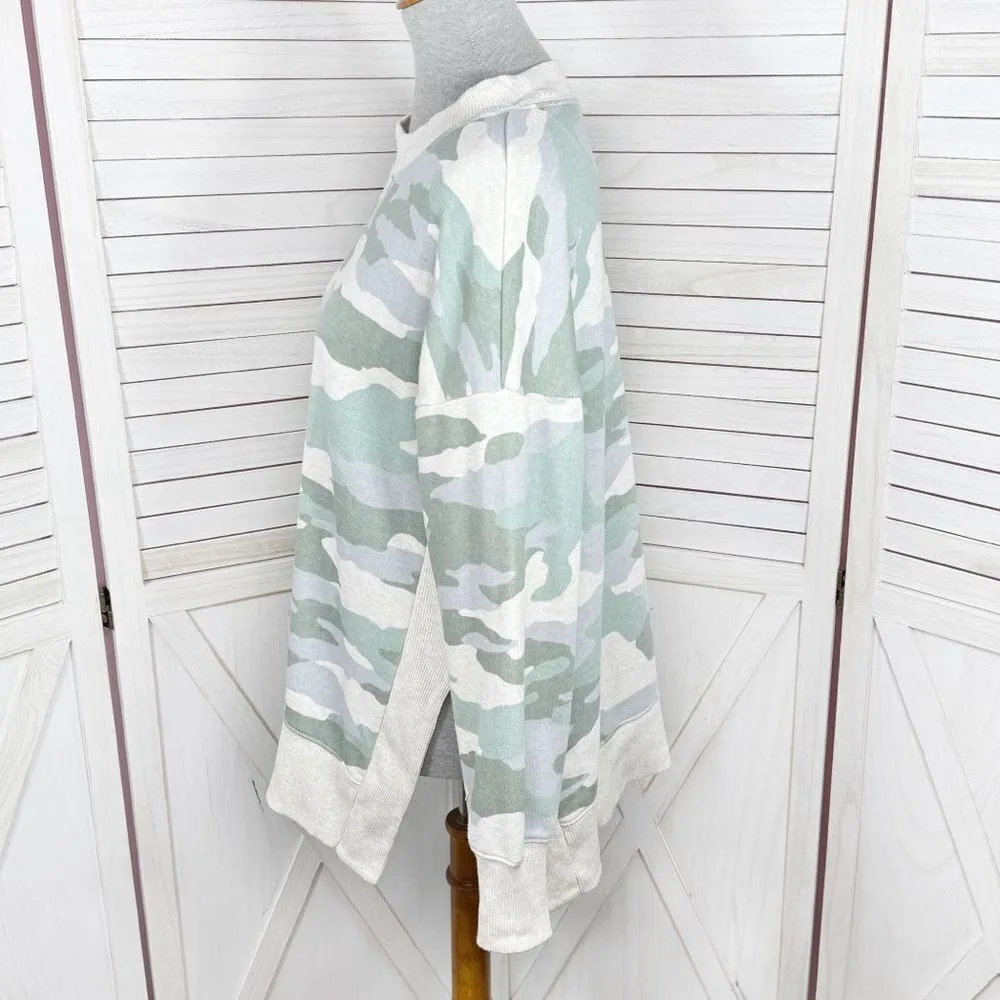 Aerie  Good Vibes Dessert Sage Camo Oversized Split Side Sweatshirt Small - Image 3