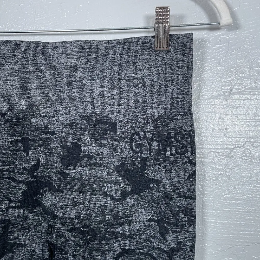 Gymshark Women M Gray Black Camo Adapt Seamless Leggings High Waisted Athleisure - Image 4