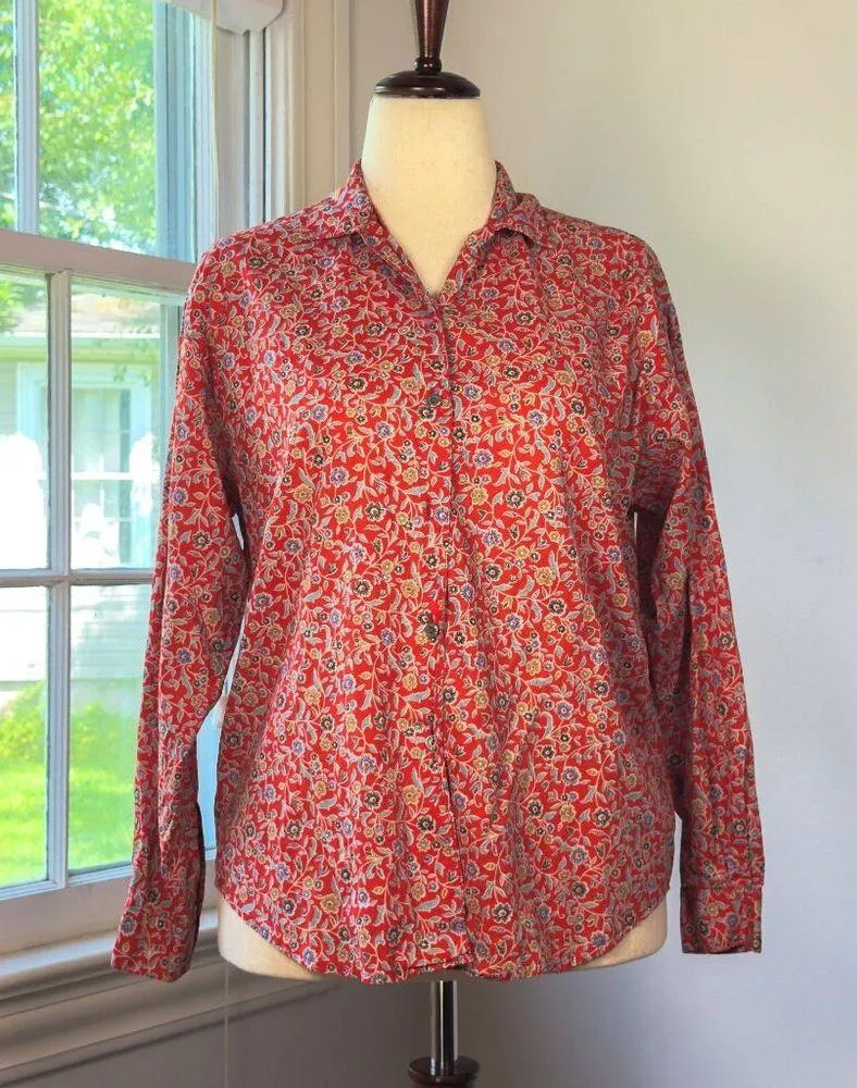 Docker's Levi's Orange Floral Button Up Cotton Shirt Medium Western Cottage - Image 2