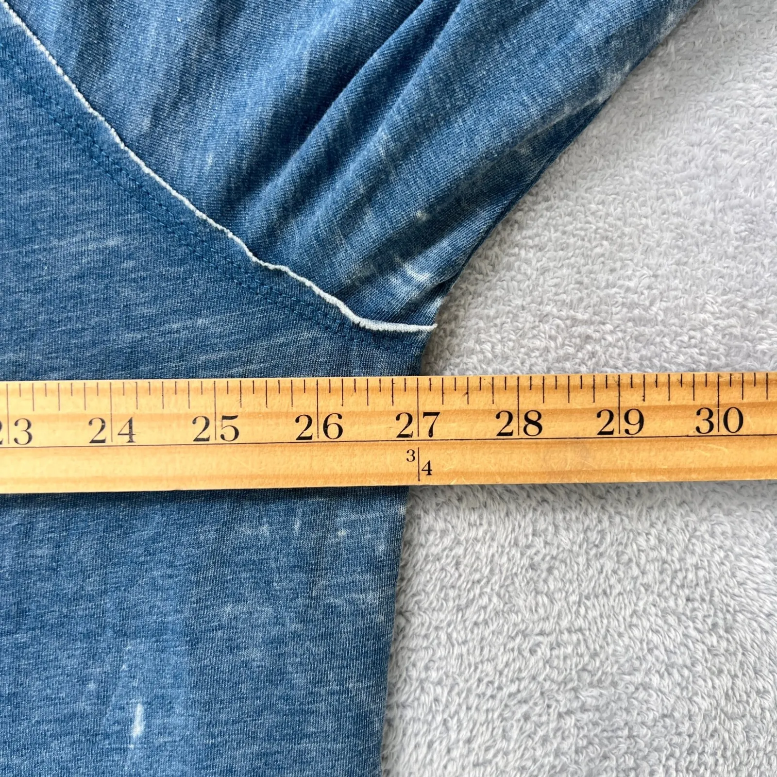 Melrose and Market Women's 3X Blue Mineral Wash Slub Knit Top Raw Hem Side Slits - Image 7