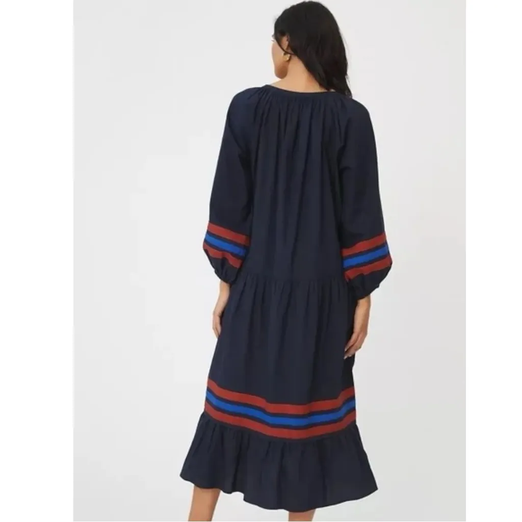 Anthropologie Sundry Bohemian Varsity Stripe Midi Dress in Blue Oversized XS - Image 5