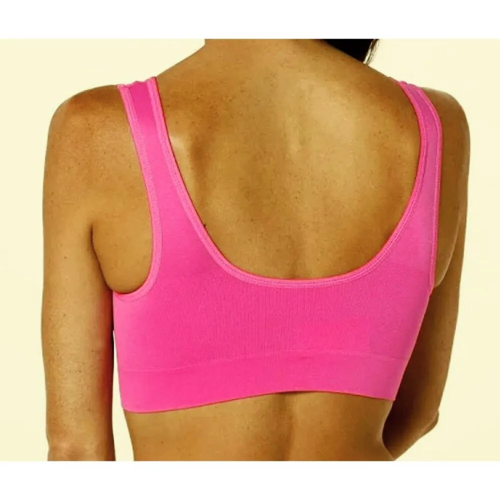 NEW Rhonda Shear Seamless Ahh Bra Pink Comfort Ruched Stretchy Cropped Bralette - Image 2