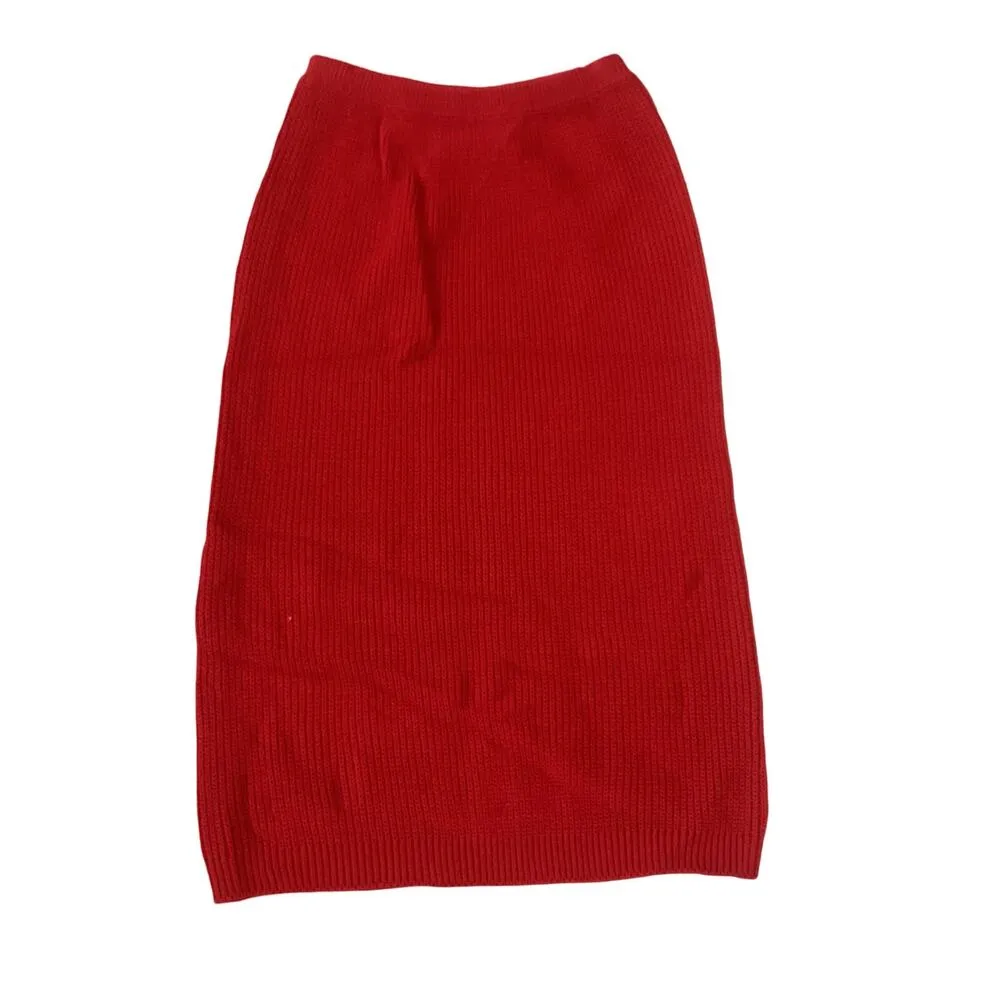 Full Length Elastic Waist Skirt Red - Image 4